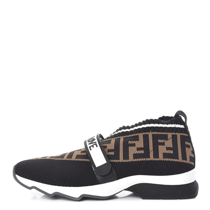 Fendi Stretch Yarn FF Stiff Band Rockoko Sneakers 39 Black White Tobacco 1 of 7