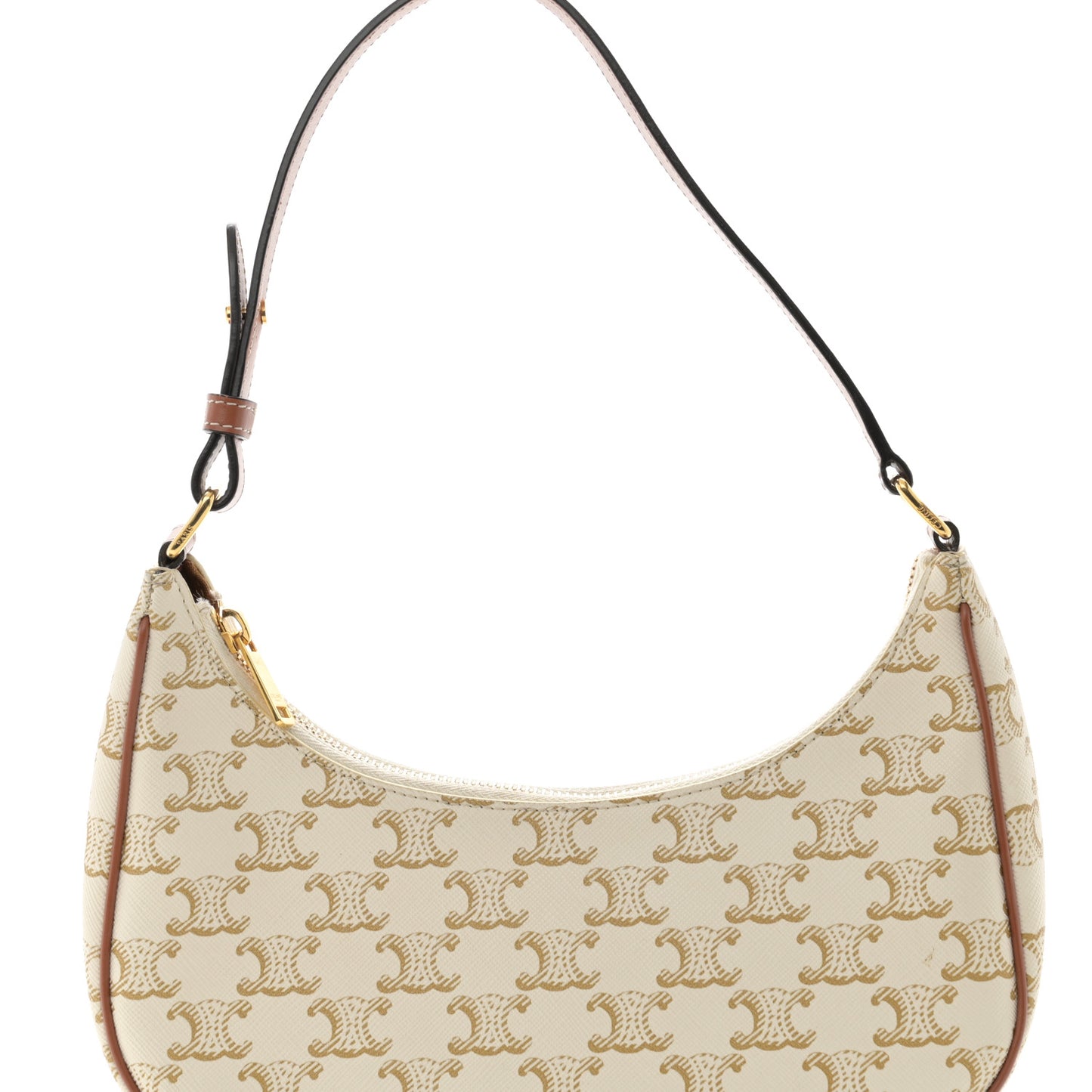 Canvas Calfskin Ava Triomphe Shoulder Bag White