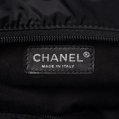 Chanel Nylon Quilted Calfskin Large CC Tote Bag Black 6 of 14