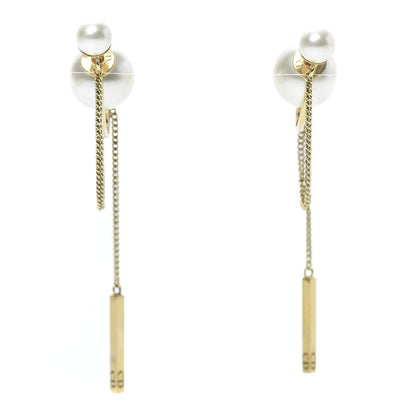 Christian Dior Pearl Tribales Dangle Chain Earrings Gold 1 of 6
