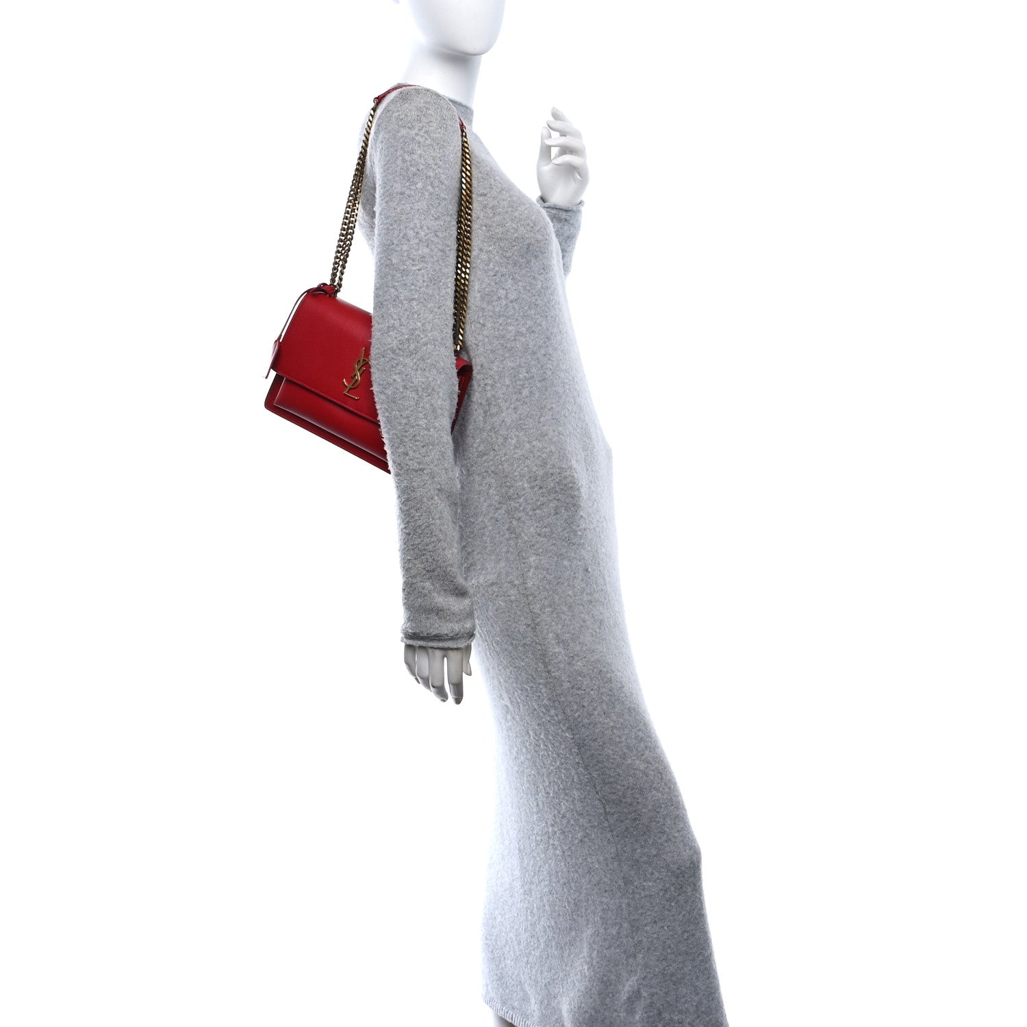 Saint Laurent Calfskin Medium Monogram Sunset Rouge Eros 2 of 10