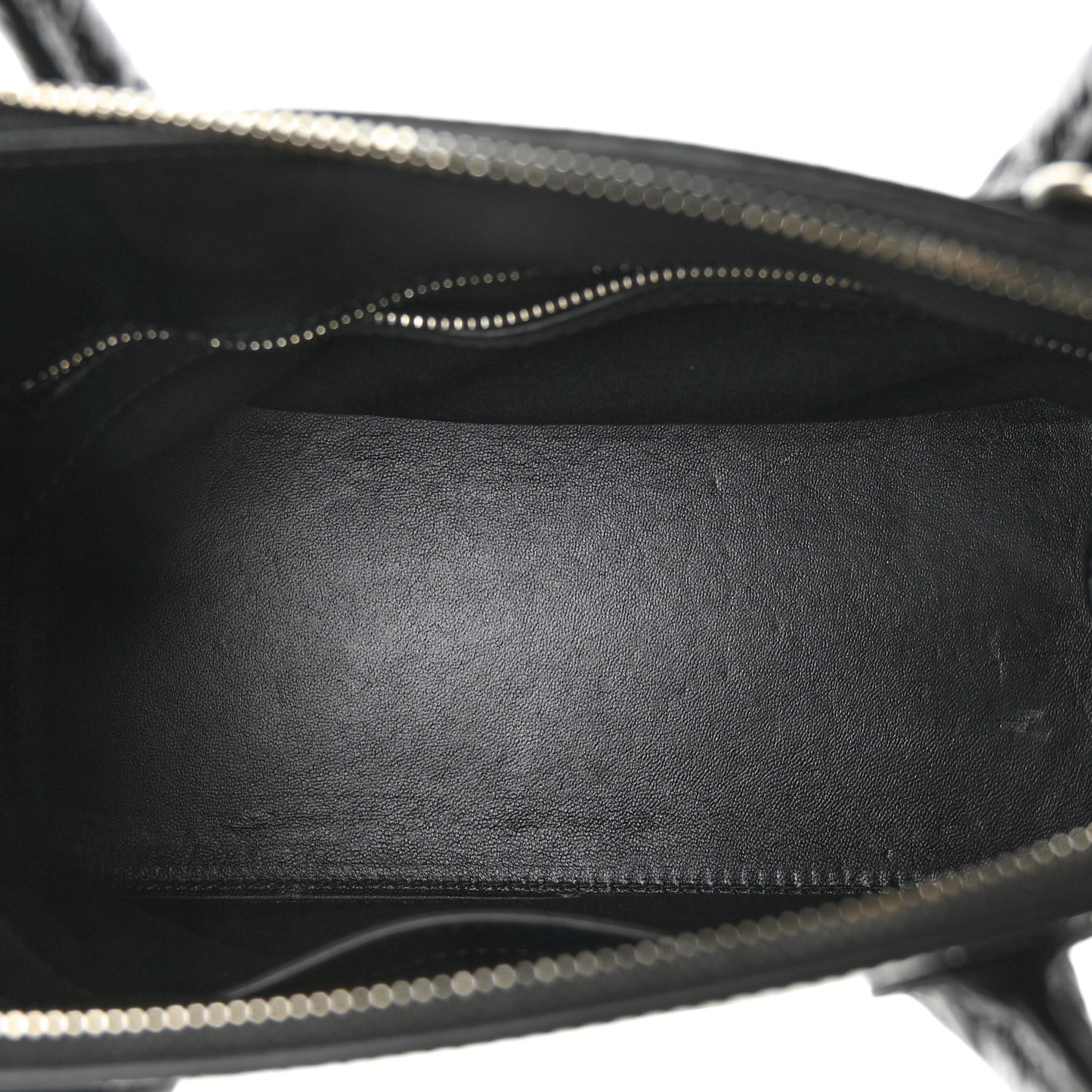 Shiny Calfskin Logo Crocodile Embossed S Ville Top Handle Bag Black White