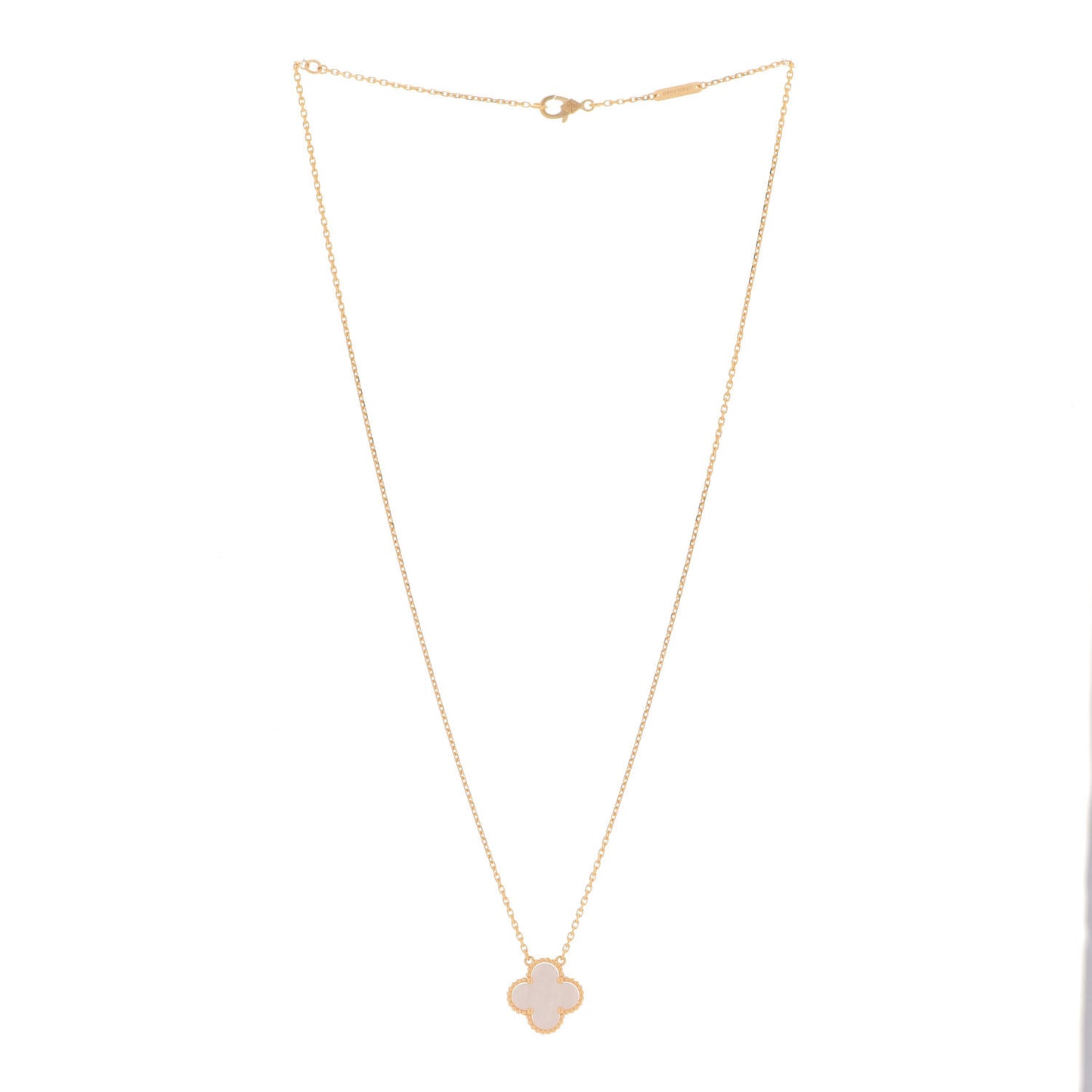 18K Yellow Gold Mother of Pearl Vintage Alhambra Pendant Necklace