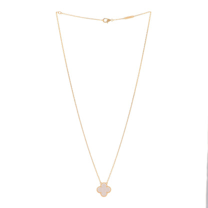Van Cleef & Arpels 18K Yellow Gold Mother of Pearl Vintage Alhambra Pendant Necklace 3 of 6