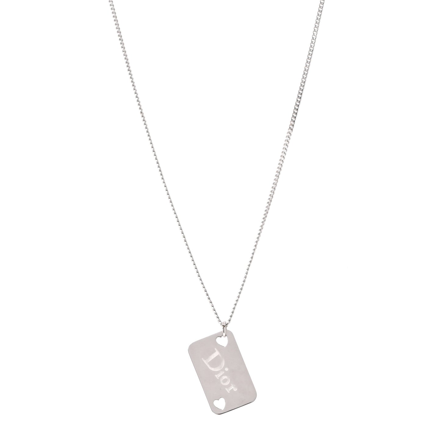 Enamel Logo Tag Short Necklace Silver