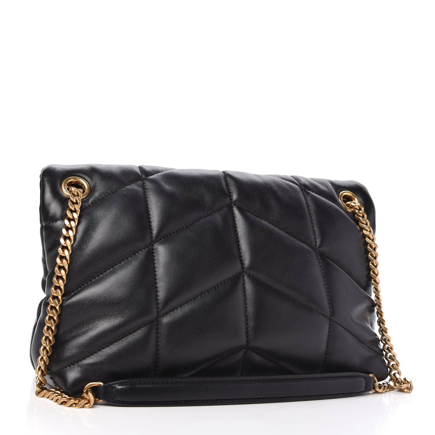 Saint Laurent Lambskin Quilted Small Loulou Puffer Monogram Chain Satchel Black 3 of 11