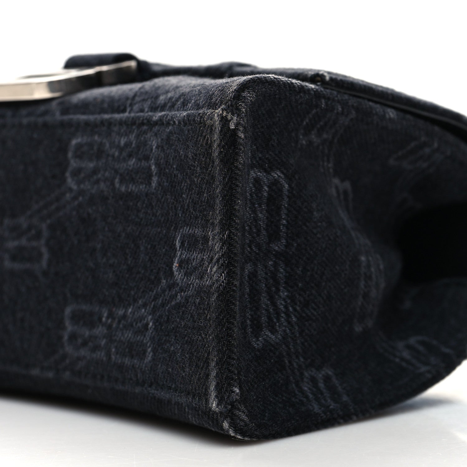 Balenciaga Washed Denim BB Monogram Hourglass Top Handle Bag XS Black 11 of 12