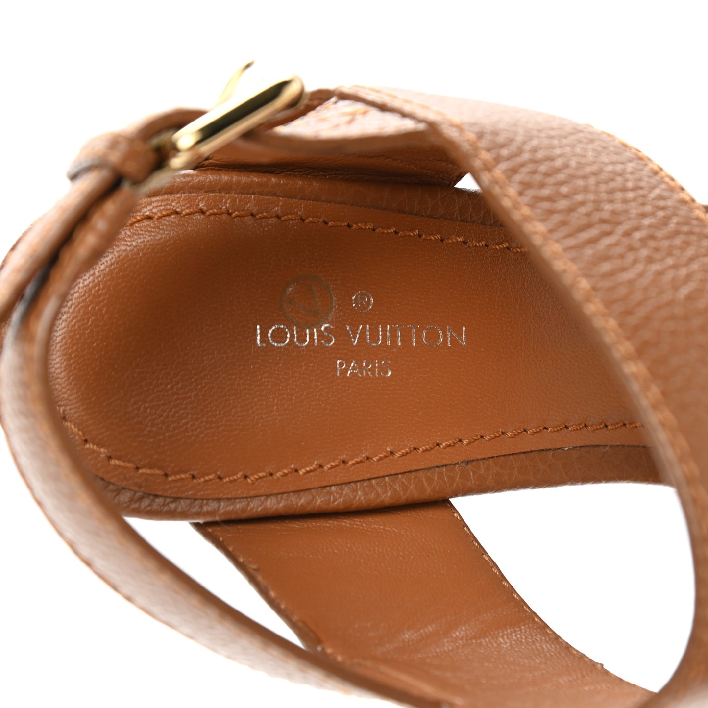 Calfskin Vedette Wedge Sandals 37 in Brown