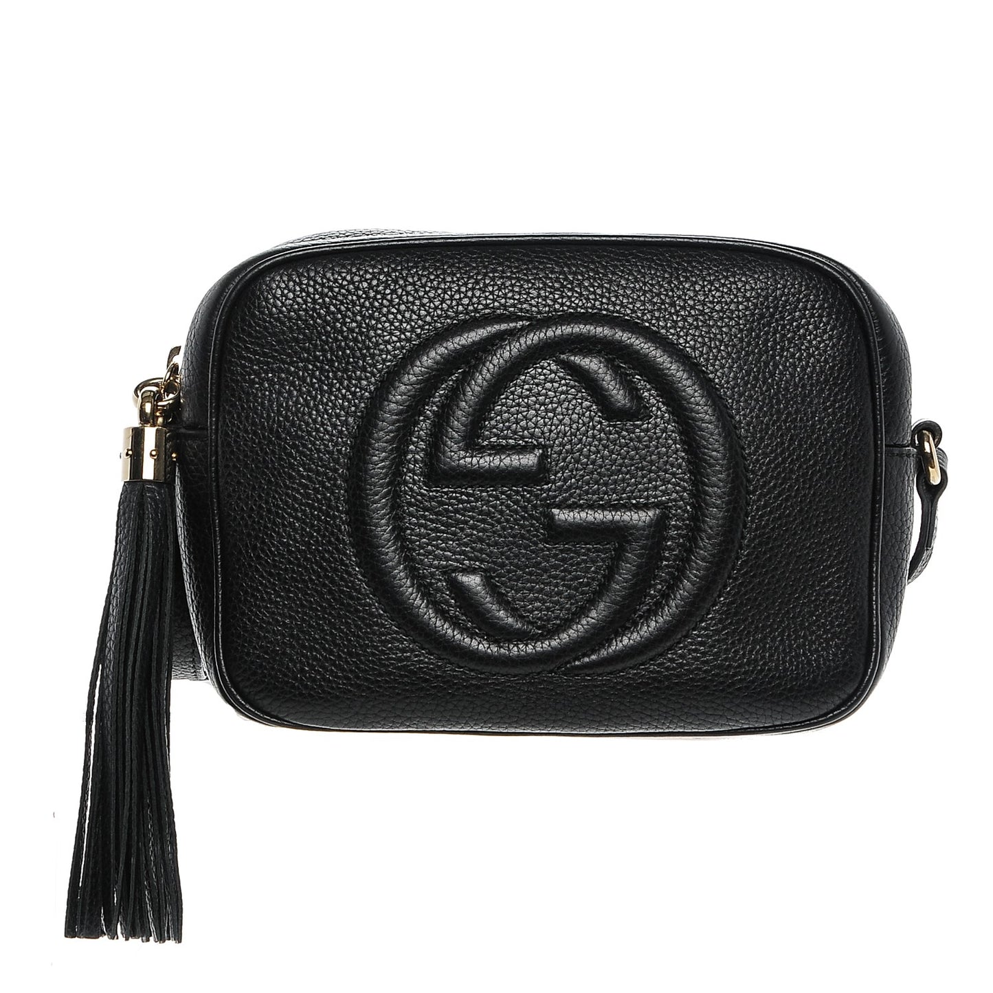 Pebbled Calfskin Small Soho Disco Bag Black