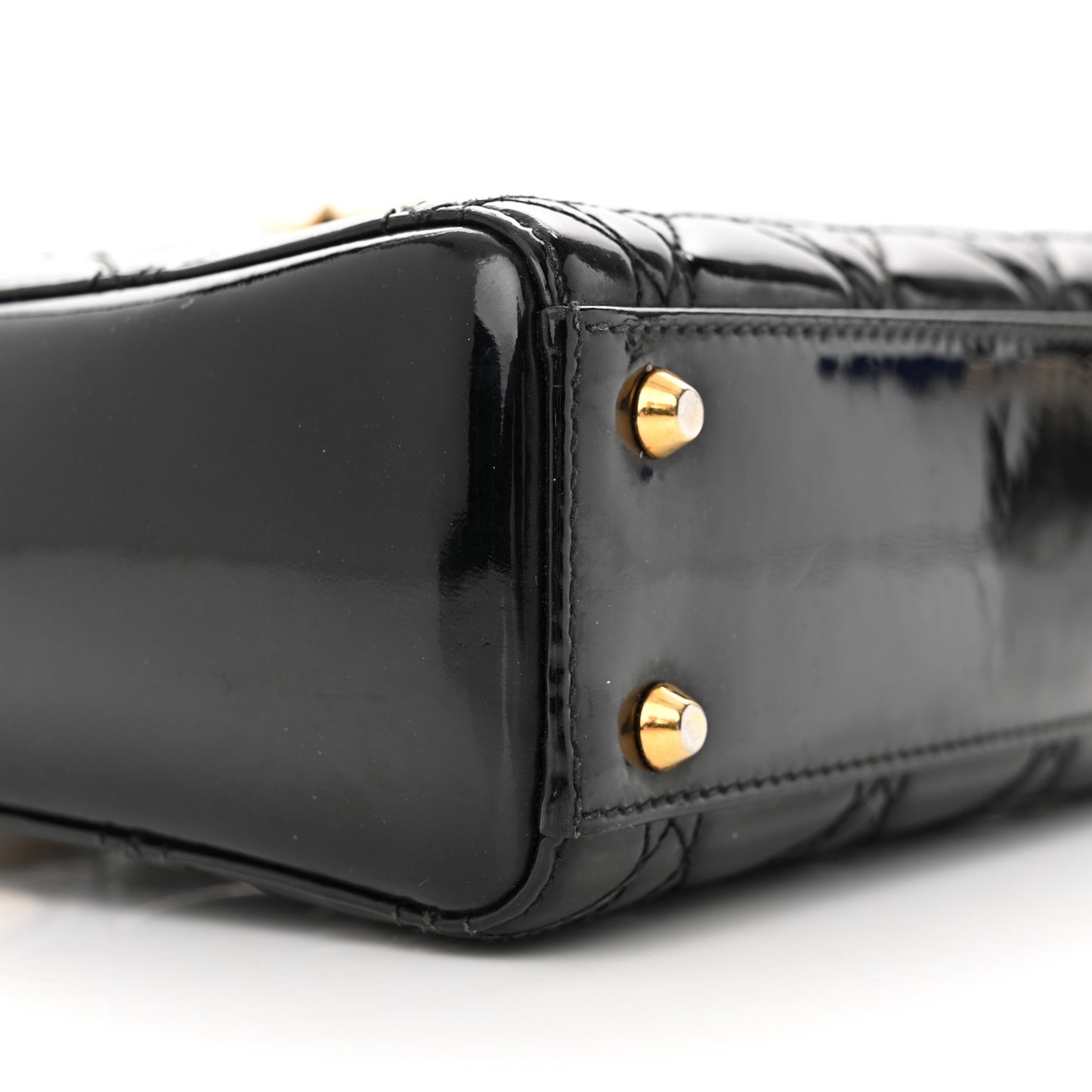 Patent Cannage Mini Lady Dior Black