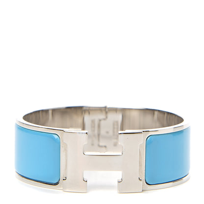 Hermes Enamel Wide Clic Clac H Bracelet PM Blue Jean 1 of 3
