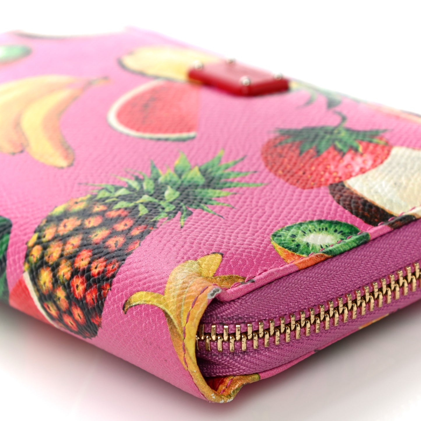 Fruit Print Small Zip Around Wallet Pink