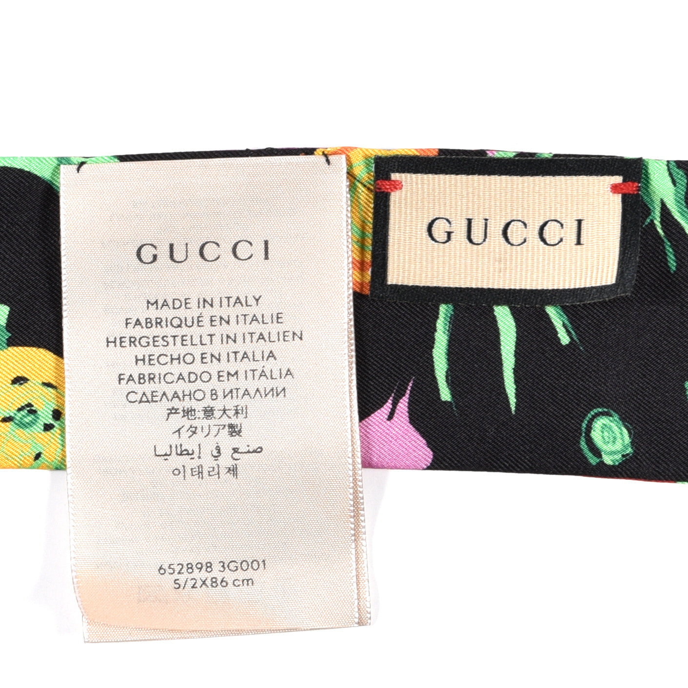 Gucci X KEN SCOTT Silk Twill Jennina Neck Bow Scarf Black Pink 3 of 3