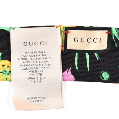 Gucci X KEN SCOTT Silk Twill Jennina Neck Bow Scarf Black Pink 3 of 3