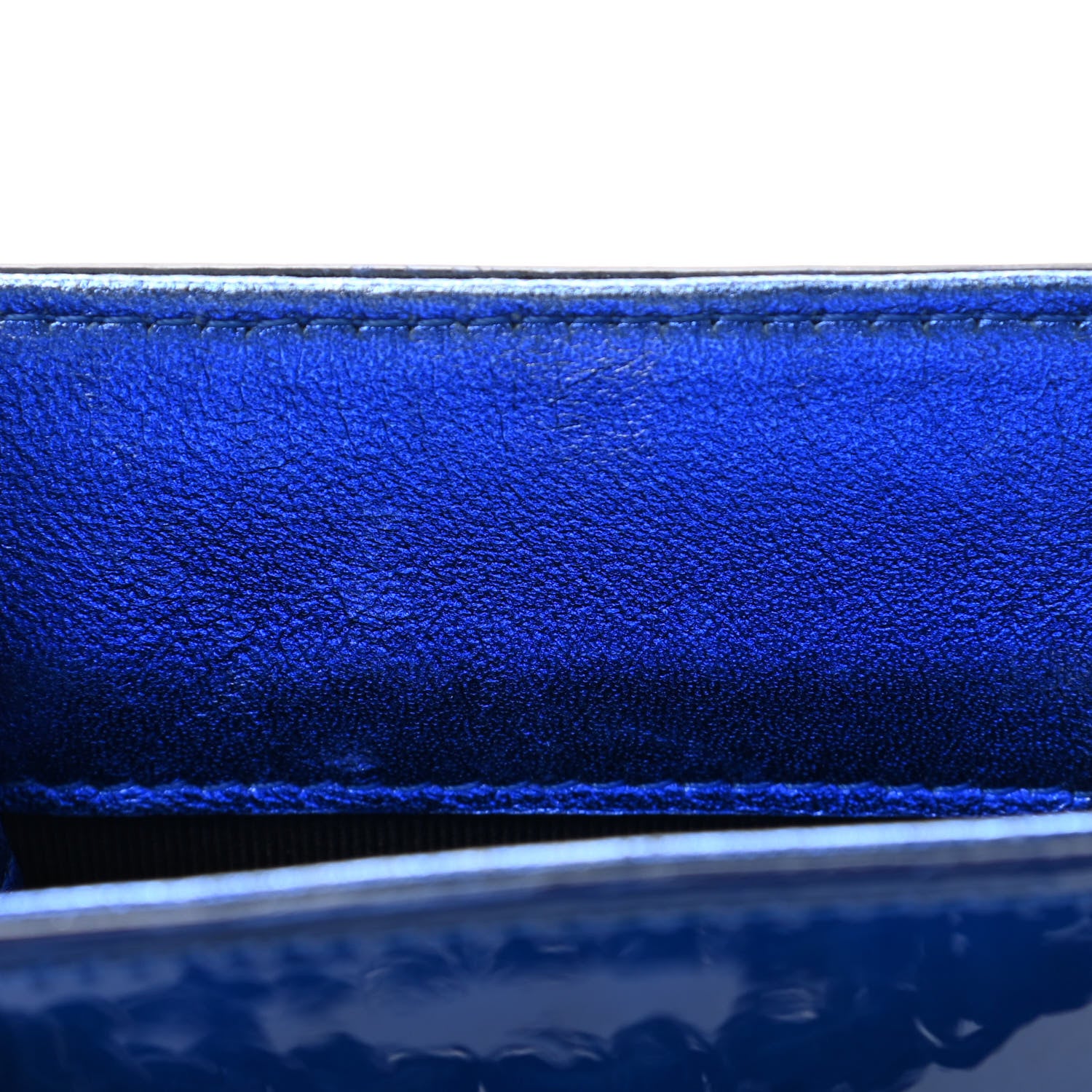 Chanel Metallic Patent Crossbody CC Phone Holder Blue 8 of 8