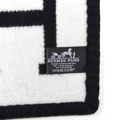 Hermes Wool Cashmere Avalon III Blanket Ecru Black 3 of 4