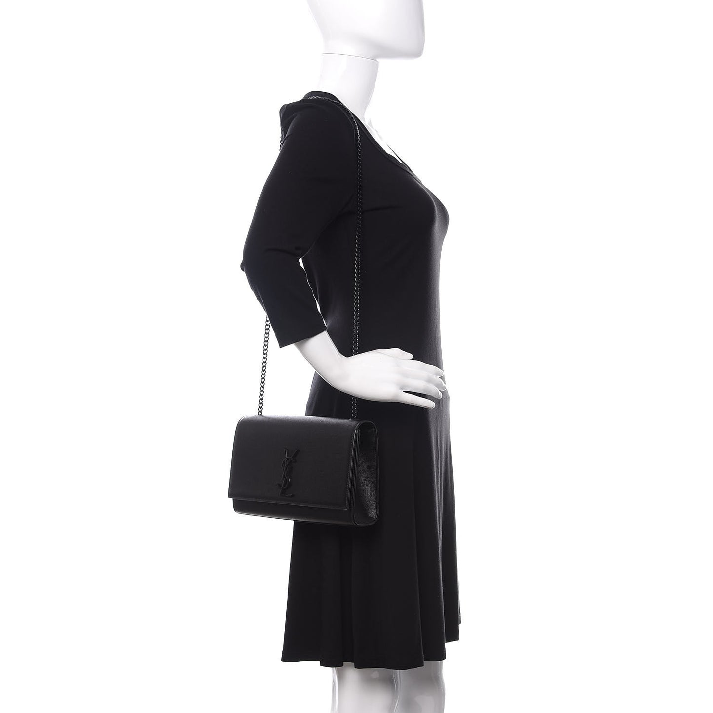 Grain De Poudre Medium Classic Monogram Kate Satchel Black