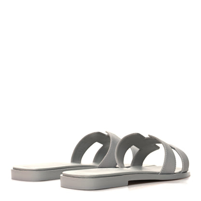 Hermes Epsom Oran Sandals 36.5 Bleu Glacier 4 of 9
