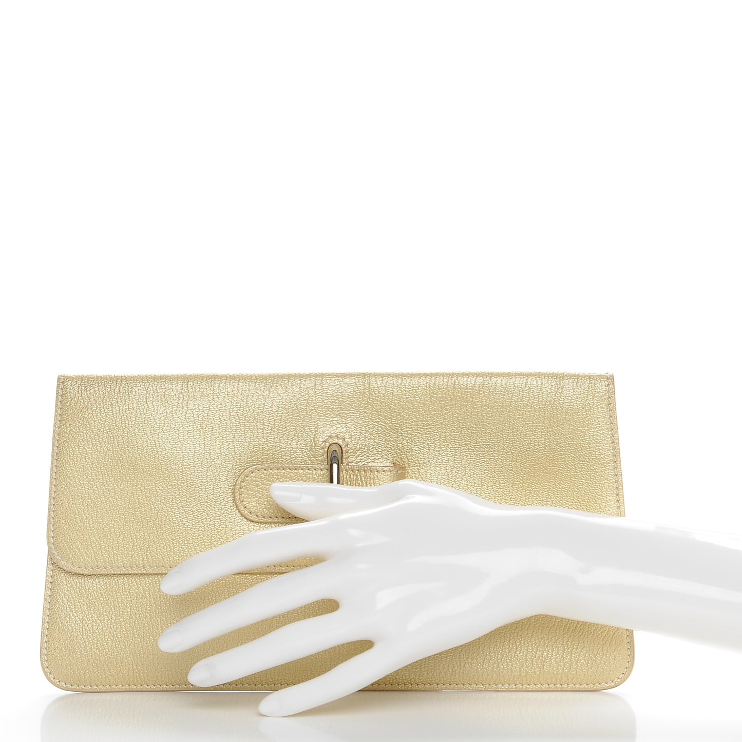 Metallic Chevre Chaine D'Ancre Clutch Gold