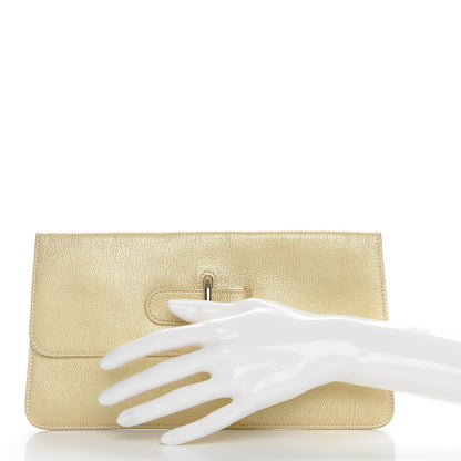 Hermes Metallic Chevre Chaine D'Ancre Clutch Gold 2 of 8