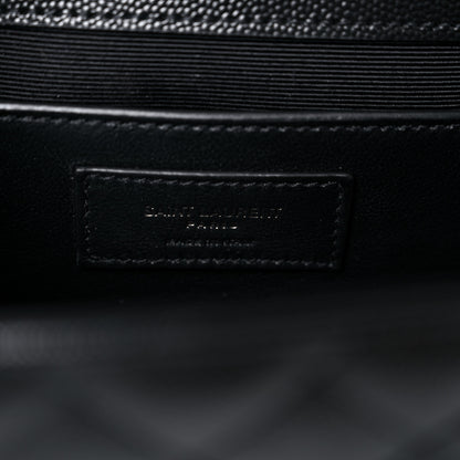 Saint Laurent Grain De Poudre Textured Mixed Matelasse Triquilt Medium Monogram Satchel Black 7 of 11