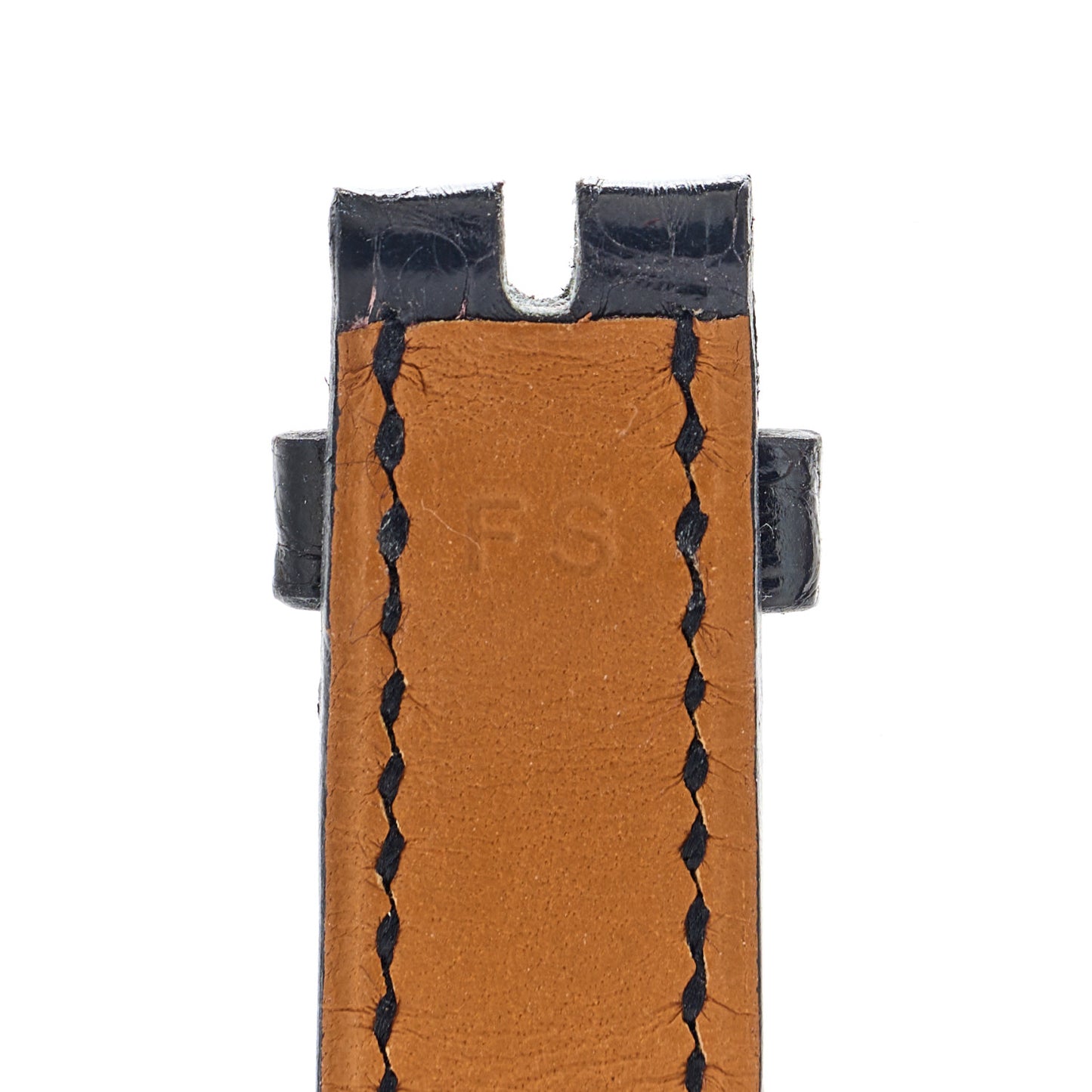 Shiny Alligator Heure H Hour Watch Strap Black