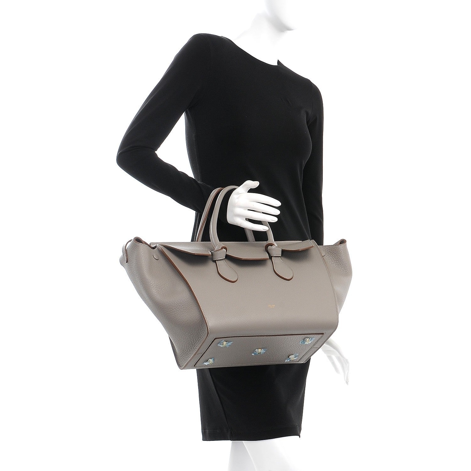 Celine Crisped Calfskin Small Tie Knot Tote Medium Grey 2 of 9