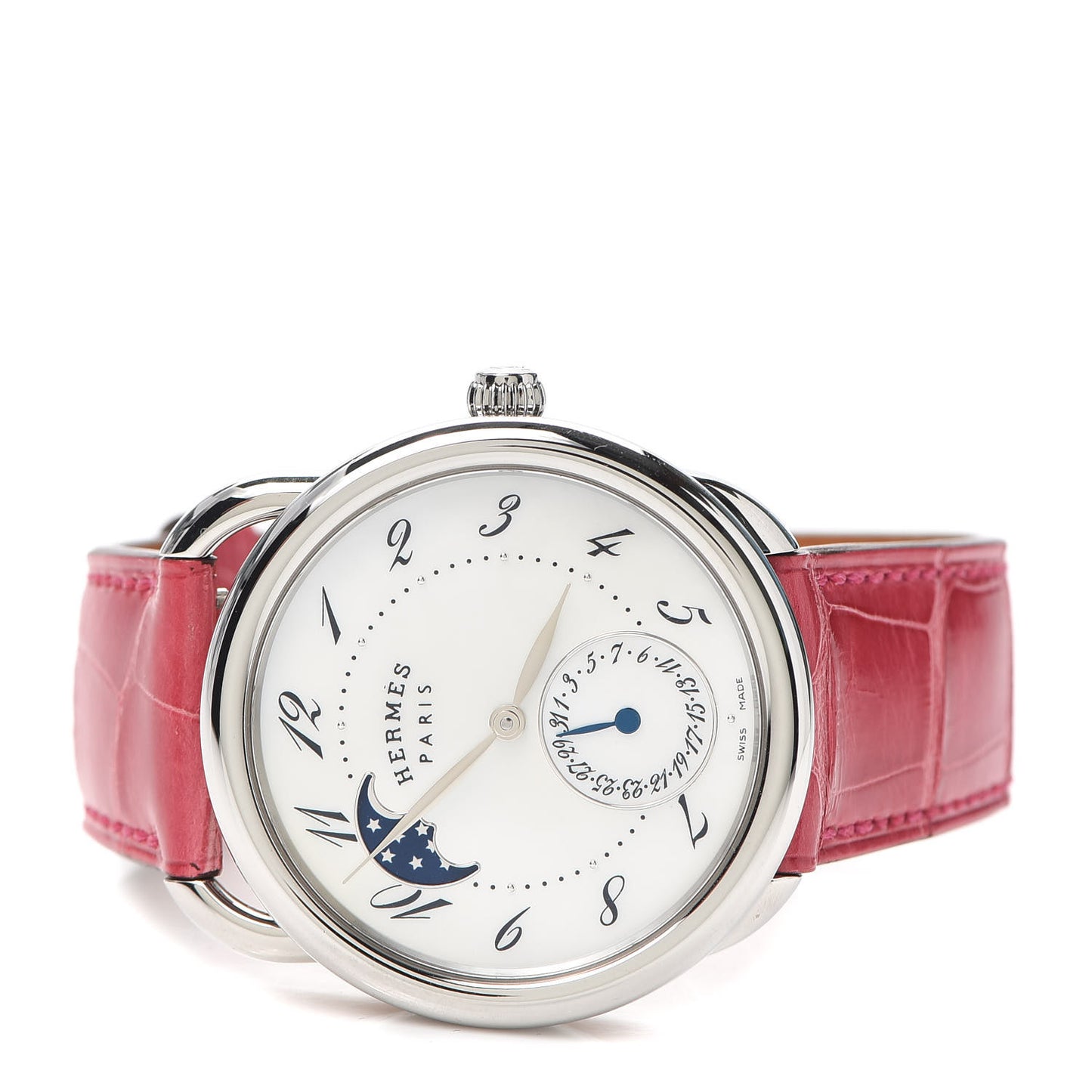 Stainless Steel Alligator Mother of Pearl 38mm Arceau Petite Lune Automatic Watch Braise