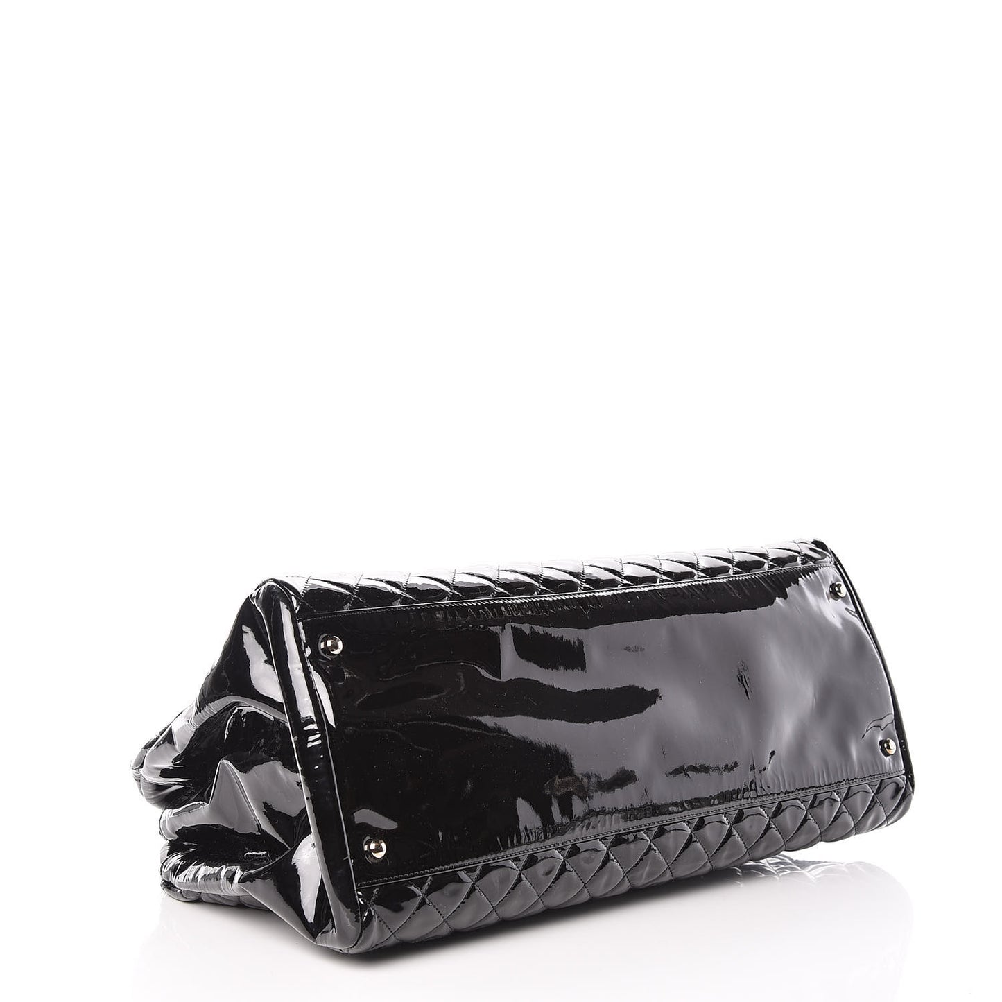 Patent Quilted Maxi Just Mademoiselle Bowling Bag Black