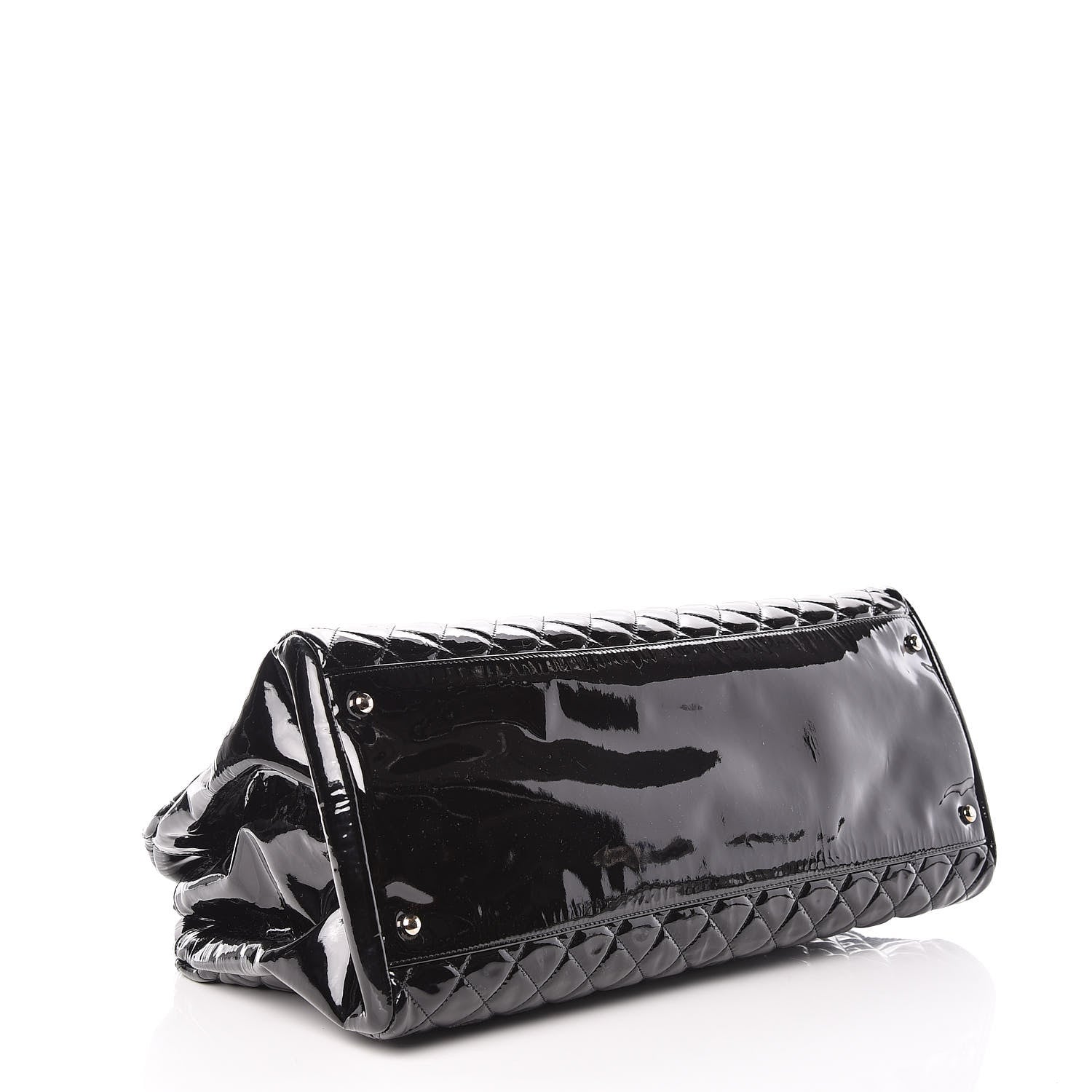 Chanel Patent Quilted Maxi Just Mademoiselle Bowling Bag Black 4 of 12