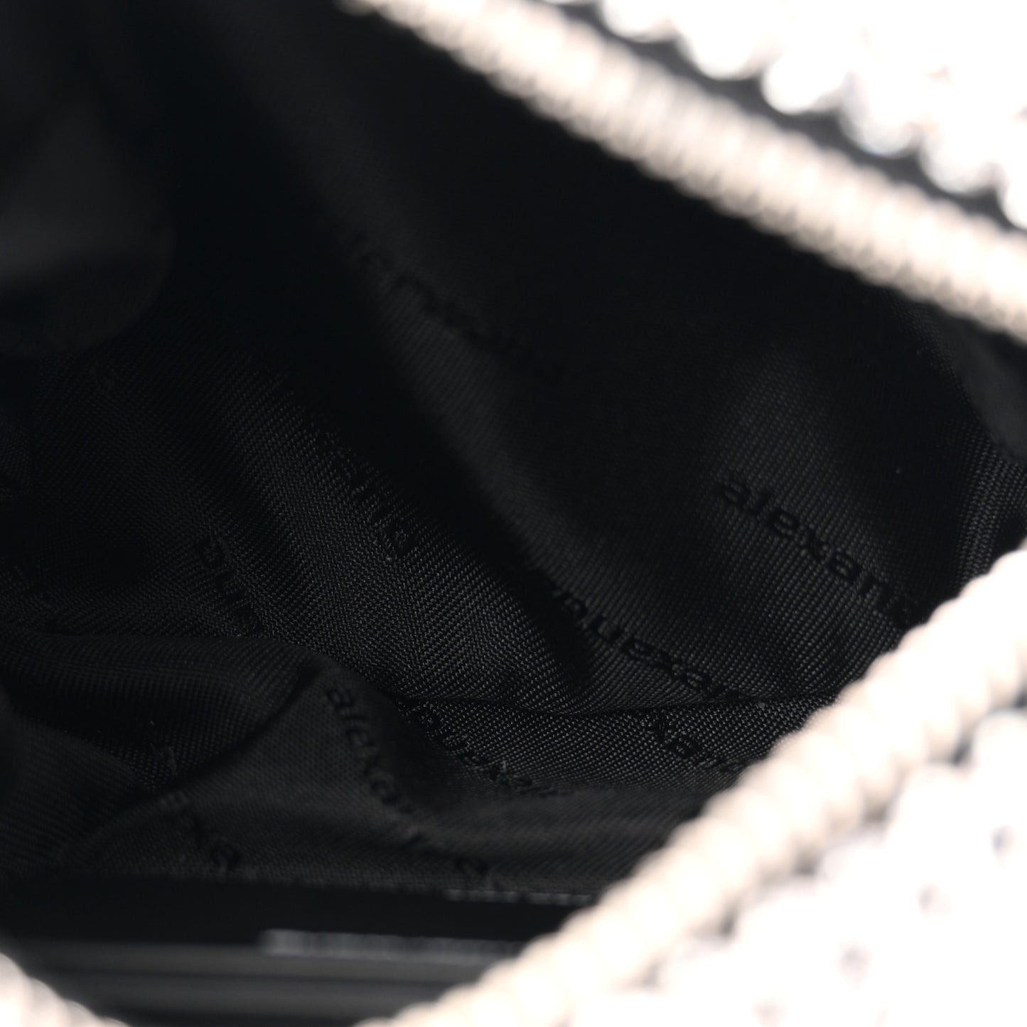 Mesh Crystal Rhinestone Mini Heiress Pouch Black Silver