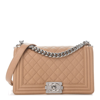 Chanel Caviar Quilted Medium Boy Flap Beige 1 of 12