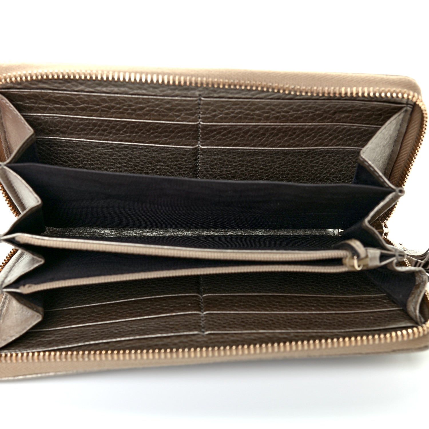 Gucci Metallic Pebbled Calfskin Soho Zip Around Wallet Golden Beige 5 of 7