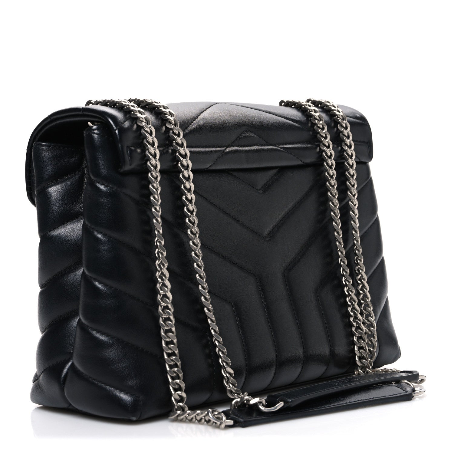 Saint Laurent Calfskin Y Quilted Monogram Small Loulou Chain Satchel Black 3 of 11