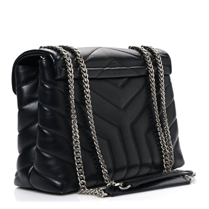 Saint Laurent Calfskin Y Quilted Monogram Small Loulou Chain Satchel Black 3 of 11