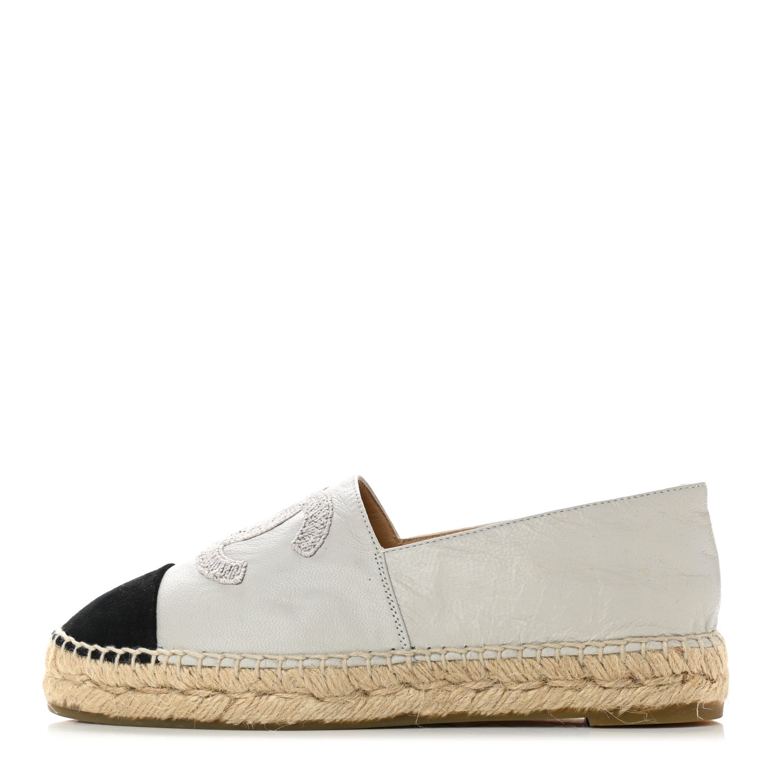 Chanel Lambskin Grosgrain CC Espadrilles 36 Grey 1 of 9