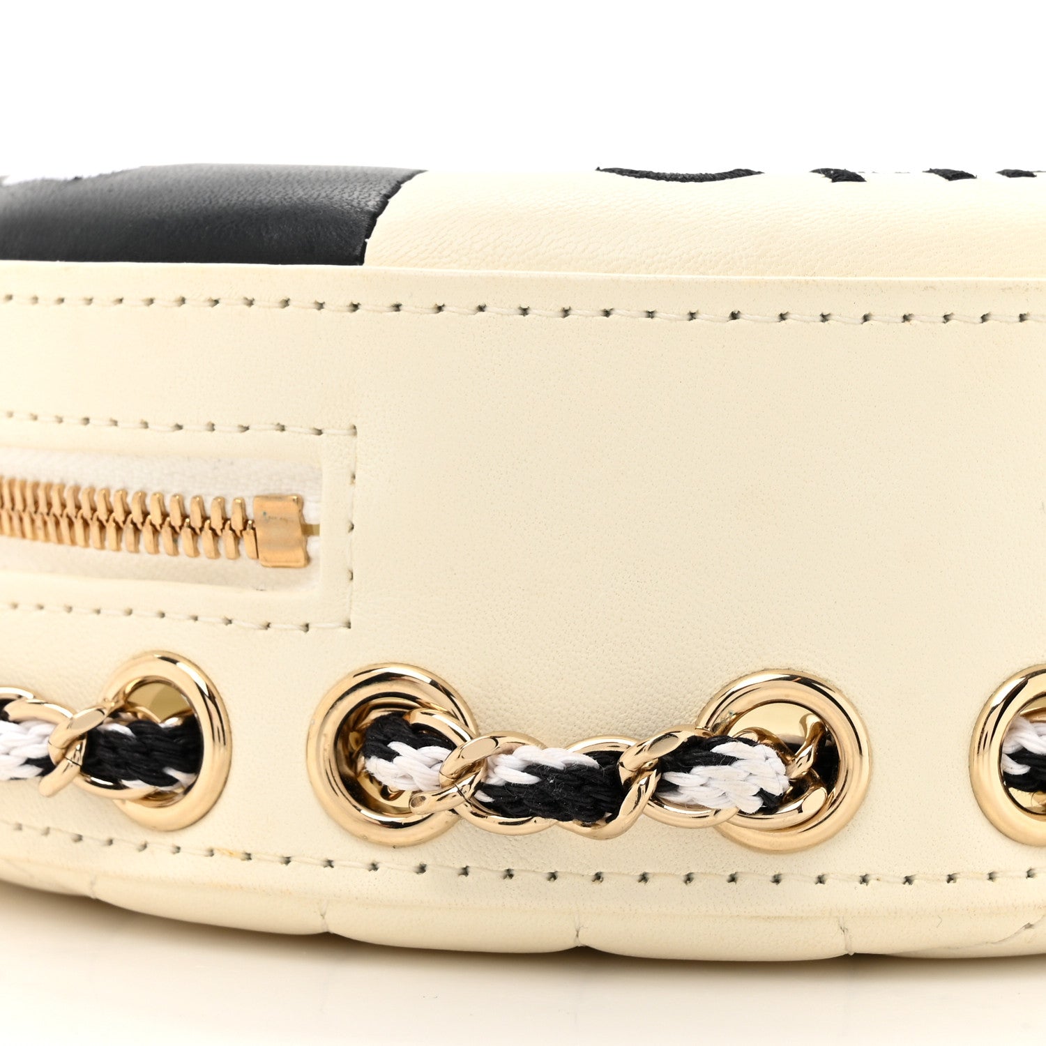 Chanel Lambskin Coco Lifesaver Round Bag Black White 10 of 14