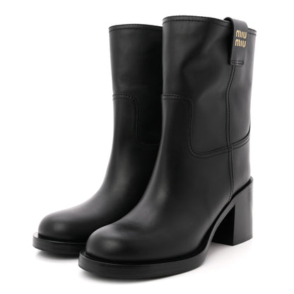 Miu Miu Calfskin Short Moto Boots 37 Black 4 of 9