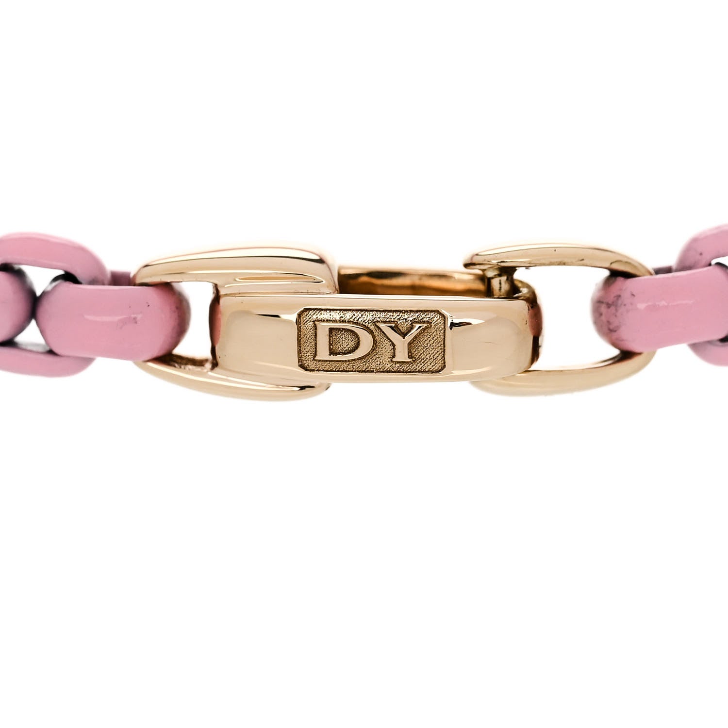 David Yurman Sterling Silver 14K Yellow Gold Acrylic Bel Aire 4mm Chain Bracelet Blush Pink 3 of 4