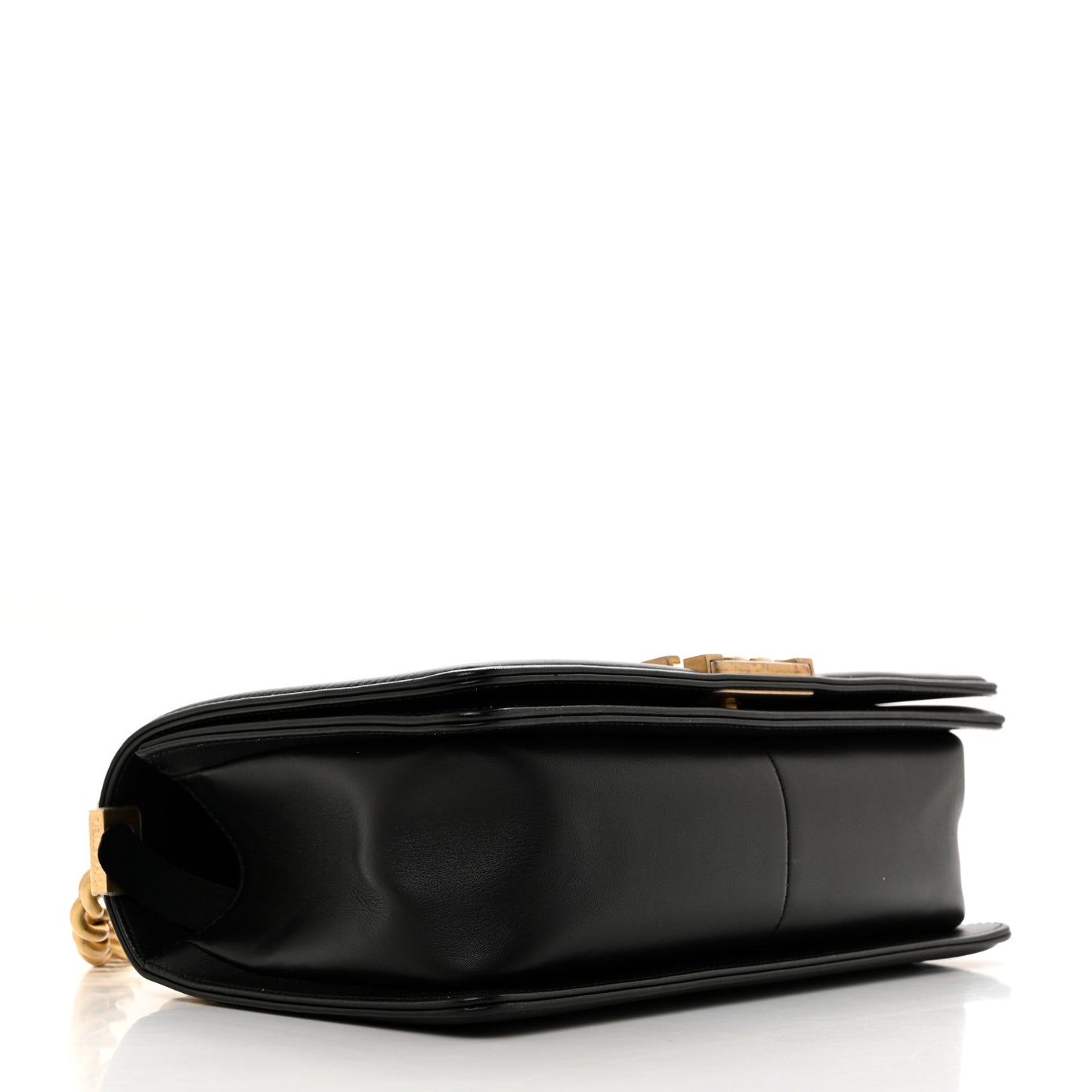 Calfskin Chevron Quilted Medium Boy Flap Black