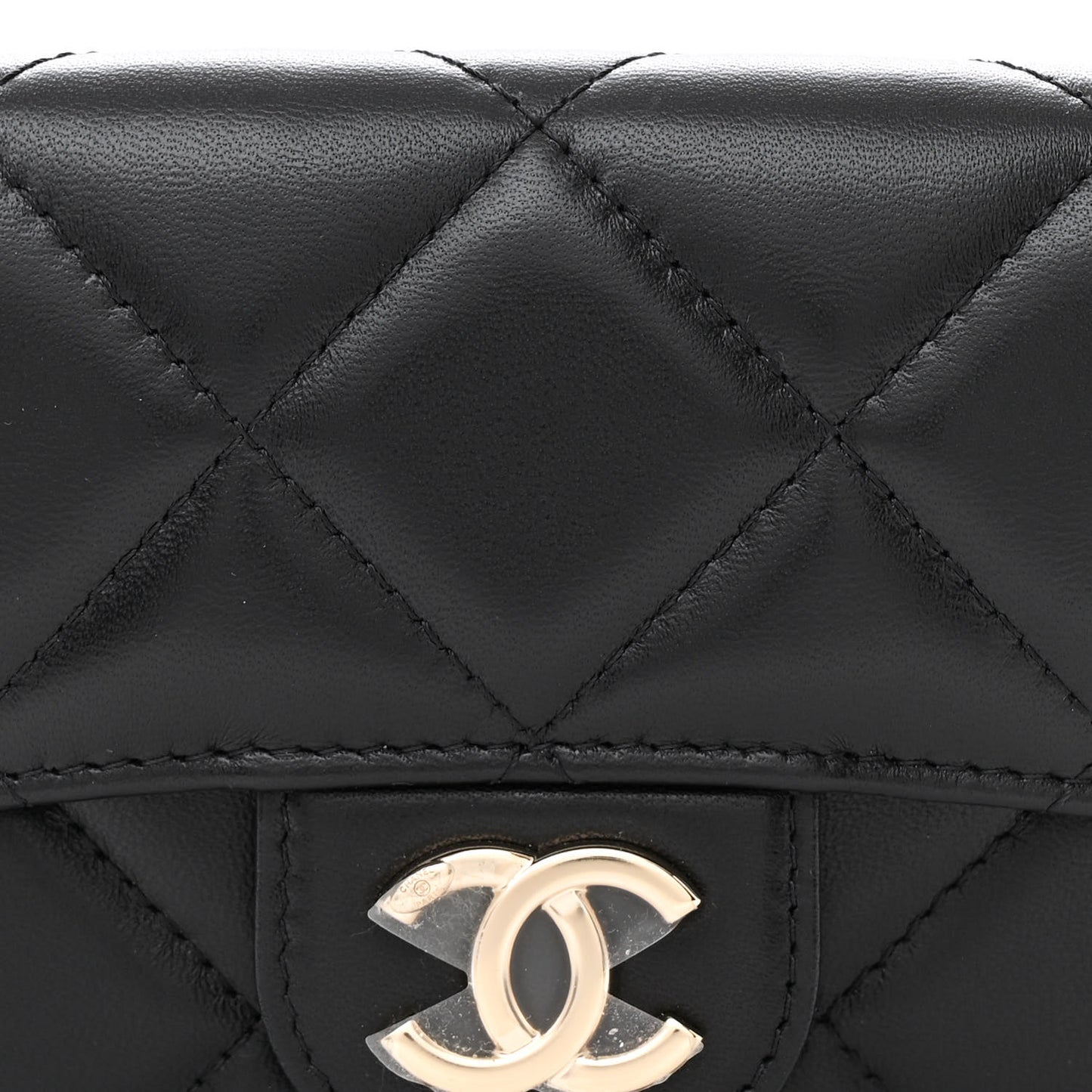 Lambskin Quilted Elegant Chain Mini Flap Belt Bag Black