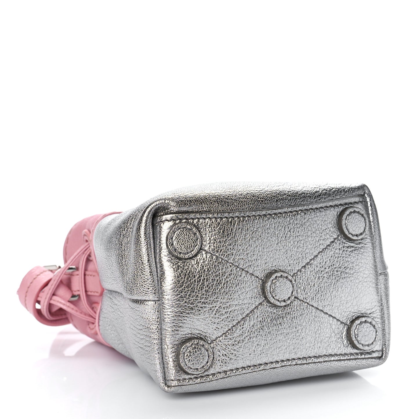 Goatskin Madras Bi-Color Bucket Bag Chrome Rosa