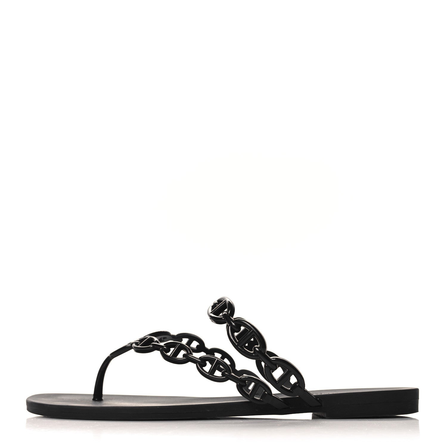 Hermes Rubber Chaine d'Ancre Island Sandals 37 Black 1 of 9