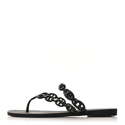 Hermes Rubber Chaine d'Ancre Island Sandals 37 Black 1 of 9