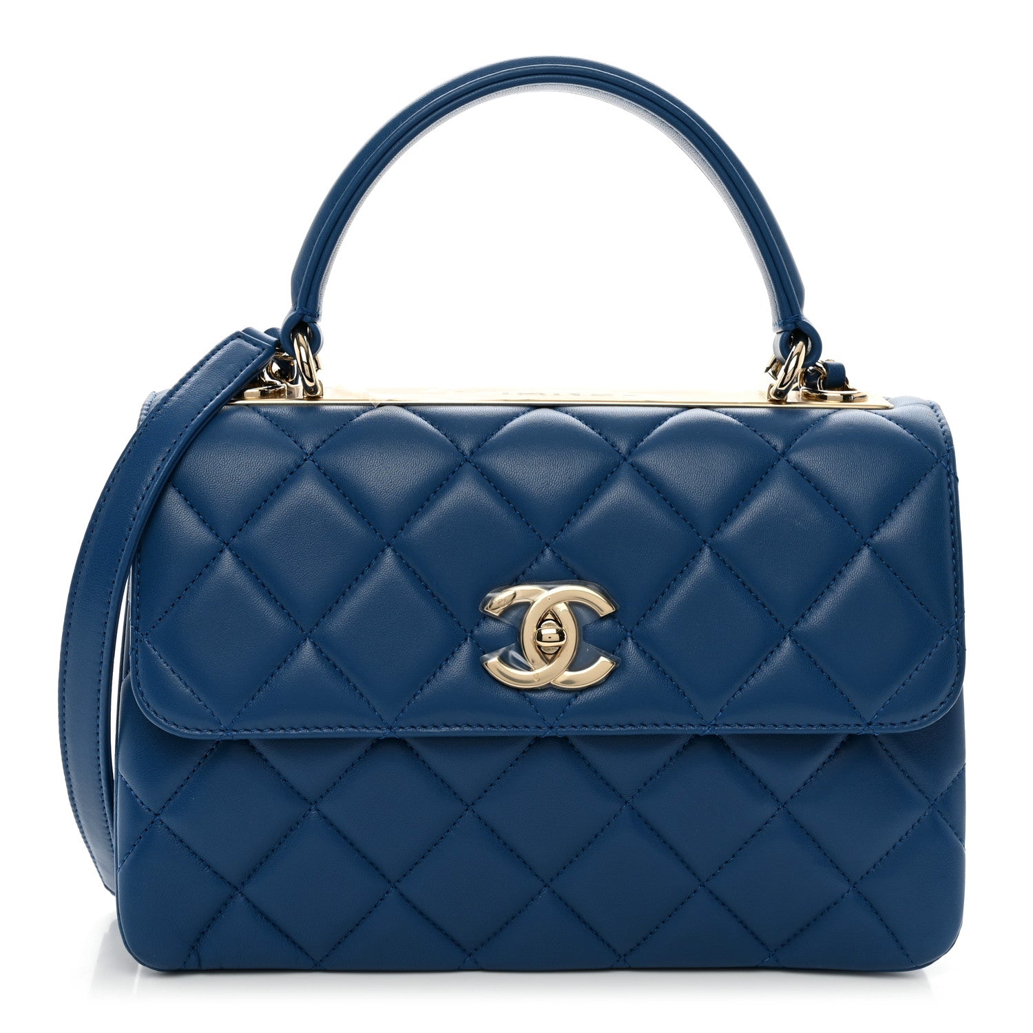 Chanel Lambskin Quilted Small Trendy CC Flap Dual Handle Bag Blue 1 of 10