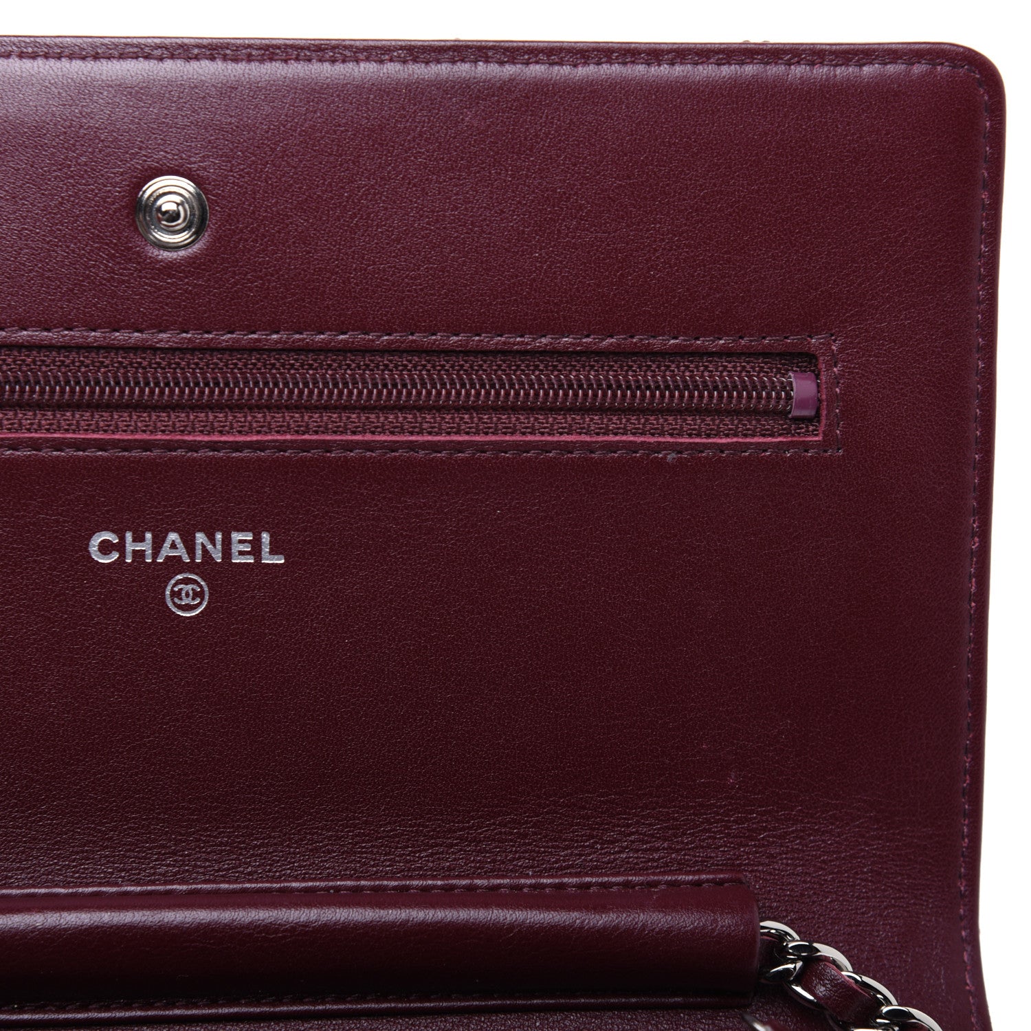 Chanel Striated Patent Quilted Wallet on Chain WOC Bordeaux 11 of 15