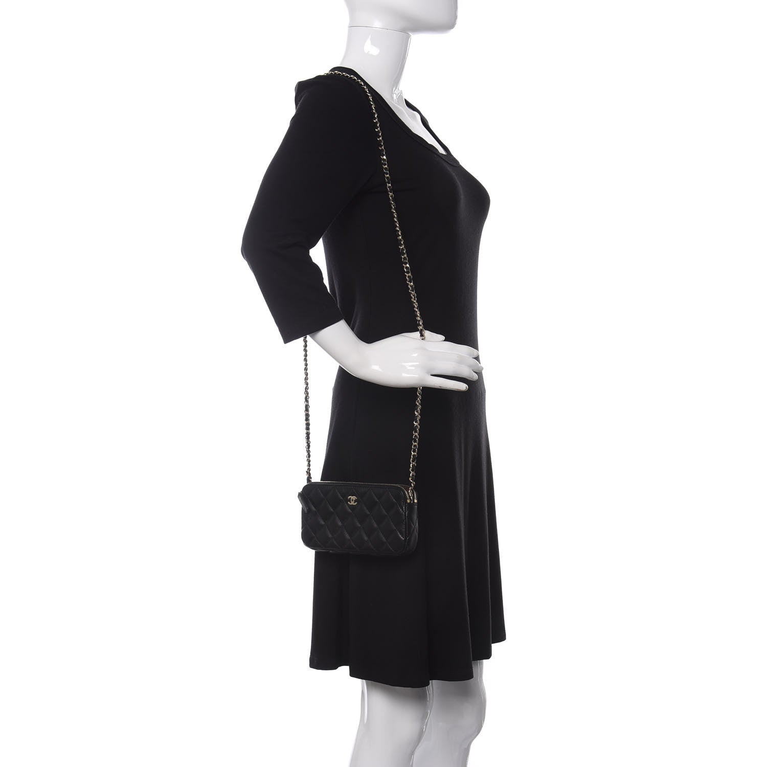 Chanel Lambskin Quilted Small Clutch With Chain Black 2 of 12