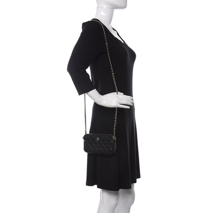Chanel Lambskin Quilted Small Clutch With Chain Black 2 of 12