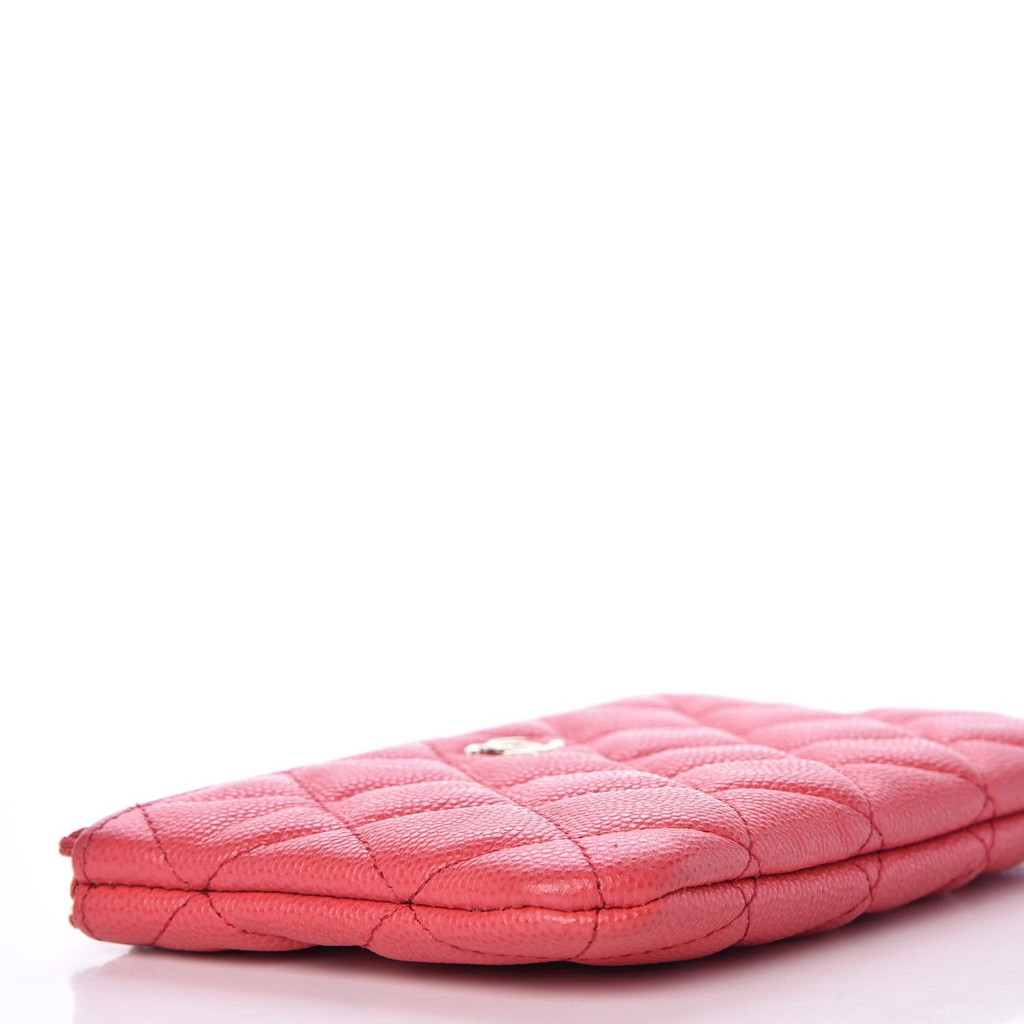 Caviar Quilted Small Cosmetic Case Dark Pink