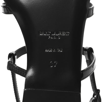 Saint Laurent Patent Calfskin Cassandra Monogram Sandals 37 Black 8 of 10
